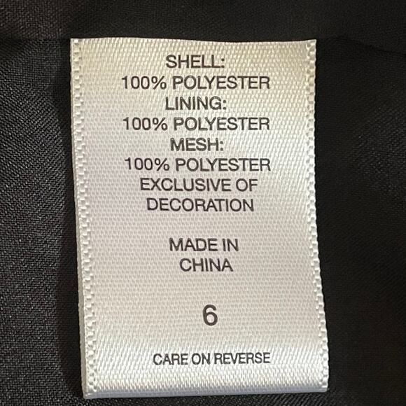 New York & Co Black Mesh Allover Floral Embroidered Dress Sz 6 Fairy Prom Party - Picture 9 of 10